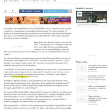 Barragens que ruíram em Brumadinho e Mariana tinham modelo ultrapassado- Folha da Região (On-line)