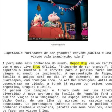 PeppaPig chega em dezembro ao Teatro Guararapes -Agenda Cultural do Recife