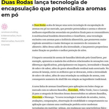 Duas Rodas lança tecnologia de encapsulação que potencializa aromas em pó – Canal Executivo Blog