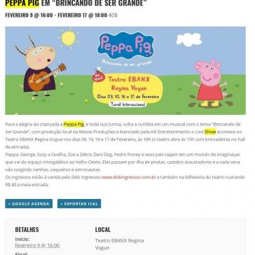 PEPPA PIG EM “BRINCANDO DE SER GRANDE” – Cultura 930