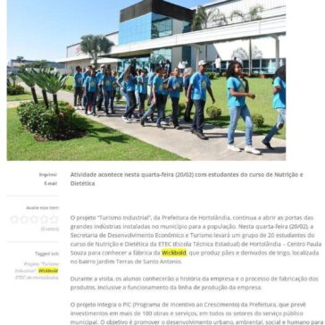 Projeto Turismo Industrial leva alunos da ETEC para conhecer a Wickbold Destaque – Início