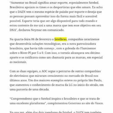 AOC progride no esporte e fecha com São Paulo e Vasco- Entretenimento Bit
