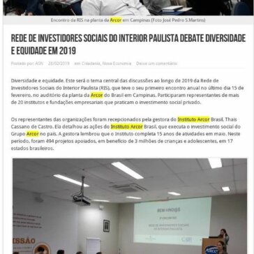 Rede de Investidores Sociais do Interior Paulista debate diversidade e equidade em 2019 – Agência Social de Notícias