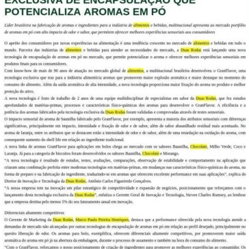 DUAS RODAS LANÇA TECNOLOGIA EXCLUSIVA DE ENCAPSULAÇÃO QUE POTENCIALIZA AROMAS EM PÓ – Aditivos & Ingredientes