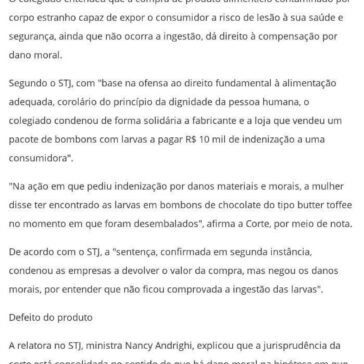 STJ manda indenizar mulher por bombom com larvas que não chegou a ser comido – R7