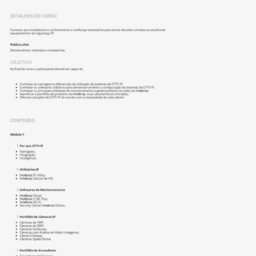 Treinamento de CFTV IP Intelbras- Sympla