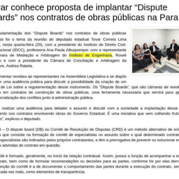 Tovar conhece proposta de implantar “Dispute Boards” nos contratos de obras públicas na Paraíba- O Blog de Piancó