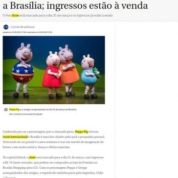 Turnê internacional da Peppa Pig chega a Brasília; ingressos estão à venda – Correio Braziliense (Online)