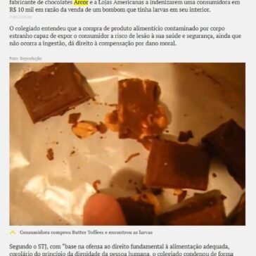 STJ manda indenizar mulher por bombom com larvas – O Liberal