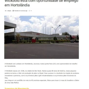 Wickbold está com oportunidade de emprego em Hortolândia – Notícias de Hortolândia