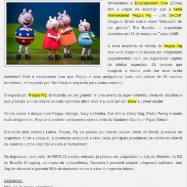 Turnê internacional “Peppa Pig – LIVE SHOW” chega a Brasília – Esporte Cultura