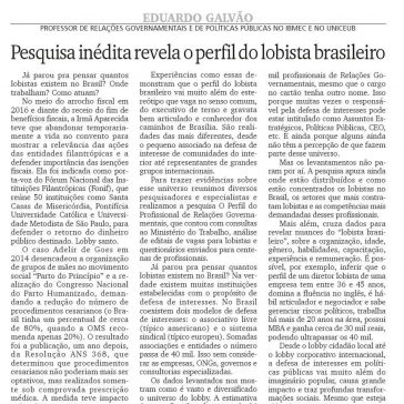 Pesquisa inédita revela o perfil do lobista brasileiro- Jornal da Cidade