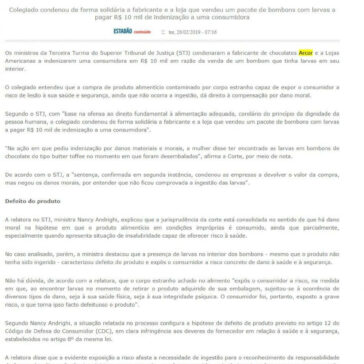 Arcor e Americanas condenadas por “bombom com larvas” – Leia Já