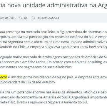 Sig anuncia nova unidade administrativa na Argentina – EmbalagemMarca