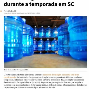 Venda de água mineral aumenta durante a temporada em SC -NSC Total