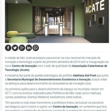 São José terá um novo Centro de Inovação da Acate-Noticenter