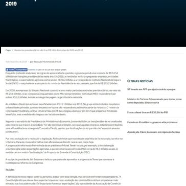 Renúncias previdenciárias vão tirar R$ 54 bi dos cofres do INSS em 2019- Bonito Net