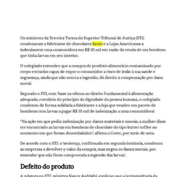 Arcor e Lojas Americanas vão indenizar mulher por bombom com larvas – Seu Jornal