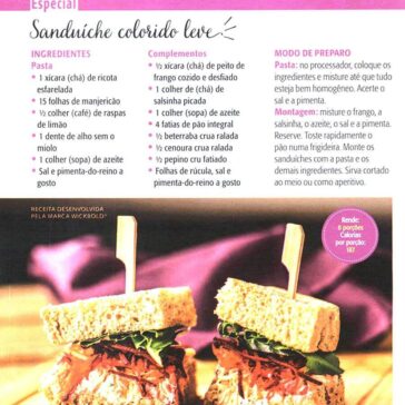 Sanduíche colorido leve – (Revista Ana Maria)