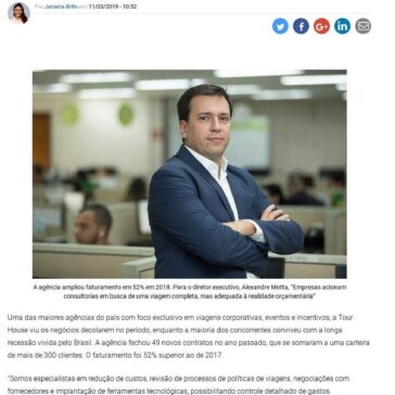 Clippings Com novos contratos, a Tour House ampliou em 52% seu faturamento em 2018 – Mercado&Eventos