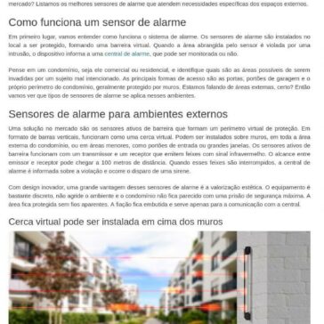 Quais são os sensores de alarme adequados para a área externa do condomínio- Eletricista Florianópolis