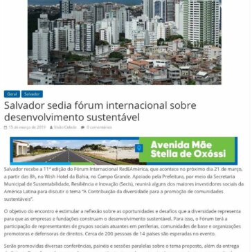 Salvador sedia fórum internacional sobre desenvolvimento sustentável – Visão Cidade