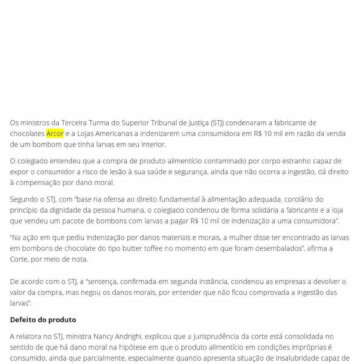 STJ manda indenizar mulher por bombom com larvas que não chegou a ser comido – Isto É (On-line)