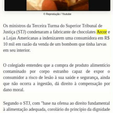 STJ manda indenizar mulher em R$ 10 mil por bombom com larvas – Info Na Web