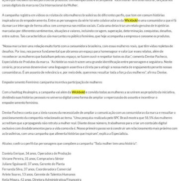 Campanha da Wickbold incentiva o empoderamento feminino – Adnews