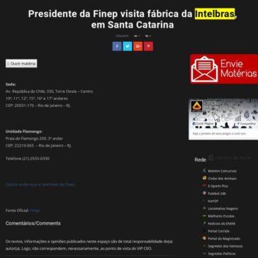Presidente da Finep visita fábrica da Intelbras, em Santa Catarina -Vip Ceo