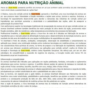 STATERA LANÇA TECNOLOGIA EXCLUSIVA DE ENCAPSULAÇÃO DE AROMAS PARA NUTRIÇÃO ANIMAL – Aditivos & Ingredientes