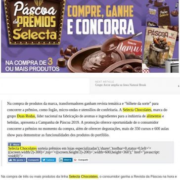 Promoção de Páscoa: Selecta Chocolates sorteia prêmios em lojas especializadas – Food News Latam
