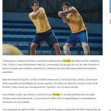 Maurício do vôlei e Rudy Landucci estrelam campanha da marca Penalty- Grandes Nomes da Propaganda