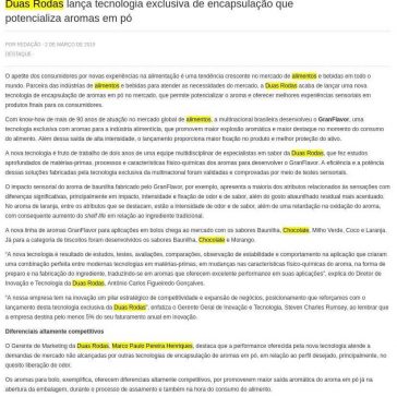 Duas Rodas lança tecnologia exclusiva de encapsulação que potencializa aromas em pó – Revista IT