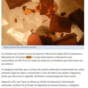 STJ mantém condenação a empresa por bombom com larvas – O Popular (Online)