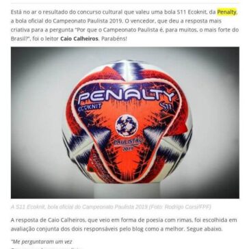 Resultado de concurso! Veja quem levou a bola oficial do Campeonato Paulista 2019- LanceNet