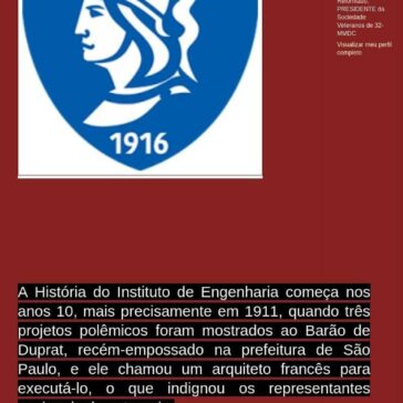 102 ANOS DA FUNDAÇÃO DO INSTITUTO DE ENGENHARIA DE SÃO PAULO – 15 DE FEVEREIRO DE 1917- Memórias do Ventura