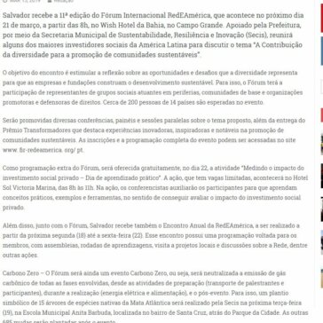 Salvador sedia fórum internacional sobre desenvolvimento sustentável – Repórter Hoje