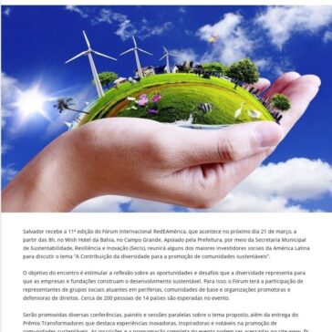 Salvador sedia fórum internacional sobre desenvolvimento sustentável – Farol News