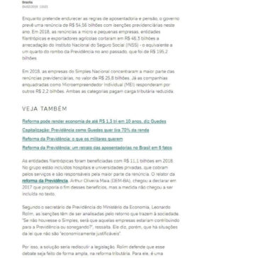 Renúncias previdenciárias vão tirar R$ 54 bi dos cofres do INSS em 2019- A Tarde (On-line)