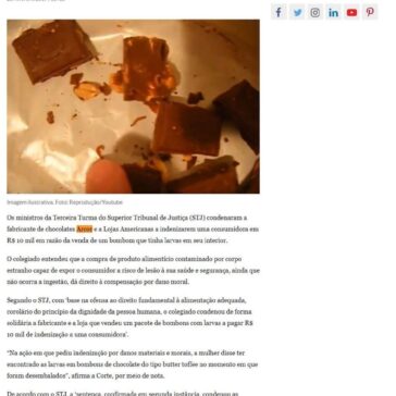 STJ manda indenizar mulher por bombom com larvas que não chegou a ser comido – O Estado de S. Paulo (Online)