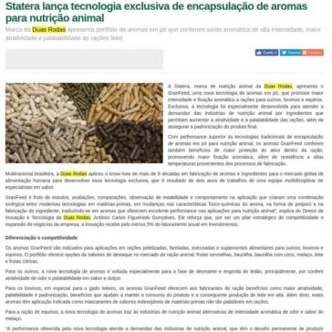 Statera lança tecnologia exclusiva de encapsulação de aromas para nutrição animal – Portal do Agronegócio