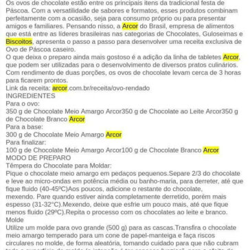 Arcor apresenta receita de Ovo de Páscoa caseiro – Rede Press