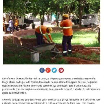 Jd. Nossa Sra. De Fátima: “Praça do Pastel” recebe serviço de paisagismo – Portal Hortolândia
