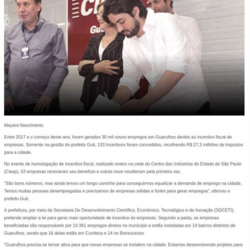 Guarulhos gerou 30 mil empregos desde 2017 e pretende ampliar as vagas através do incentivo fiscal de empresas – FM Metropolitana Online