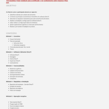 Certificação Técnica Software Call Center DirecTI Intelbras- Sympla