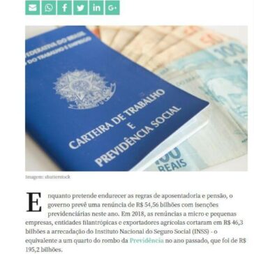 Renúncias previdenciárias vão tirar R$ 54 bilhões dos cofres do INSS em 2019 -Seu Dinheiro