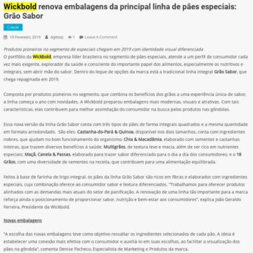 Wickbold renova embalagens da principal linha de pães especiais: Grão Sabor – Agito SP