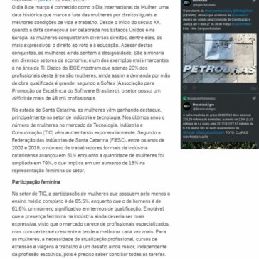 A importância das mulheres para o desenvolvimento da indústria de Santa Catarina- Broadcast