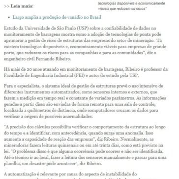 Controle de barragens dispõe de tecnologia de ponta  – Valor Econômico